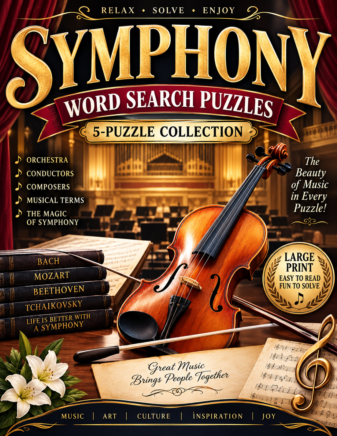 Symphony Word Search Puzzles – 5-Puzzle Collection