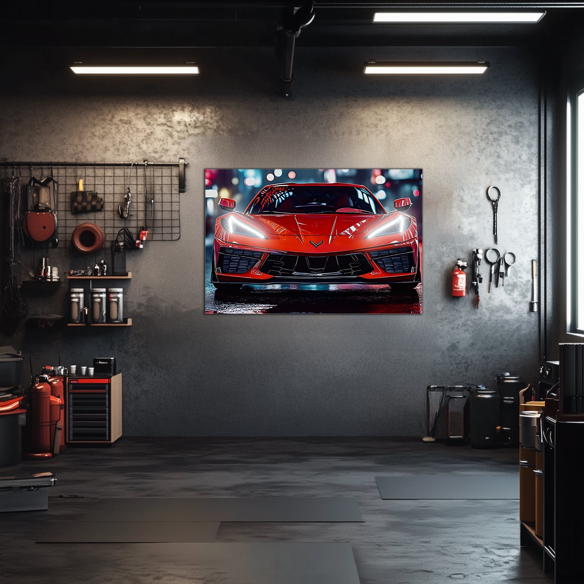 Neon LED Car Acrylic Art Wall Sign - UV Printed Garage Decor