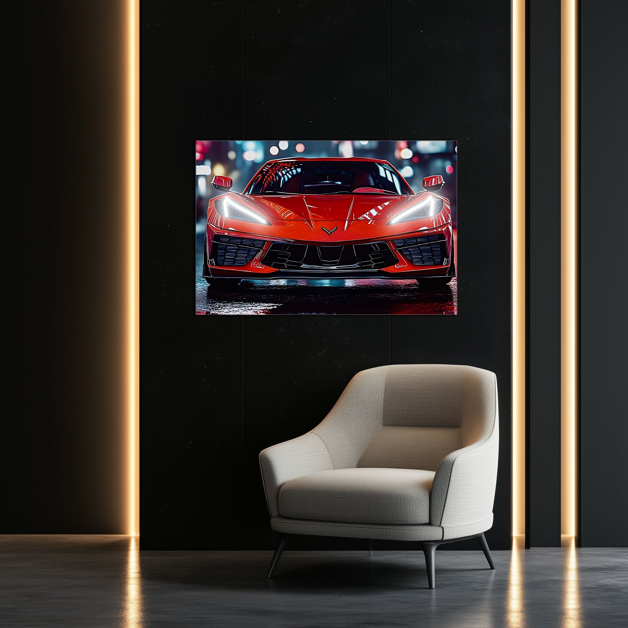 Neon LED Car Acrylic Art Wall Sign - UV Printed Garage Decor