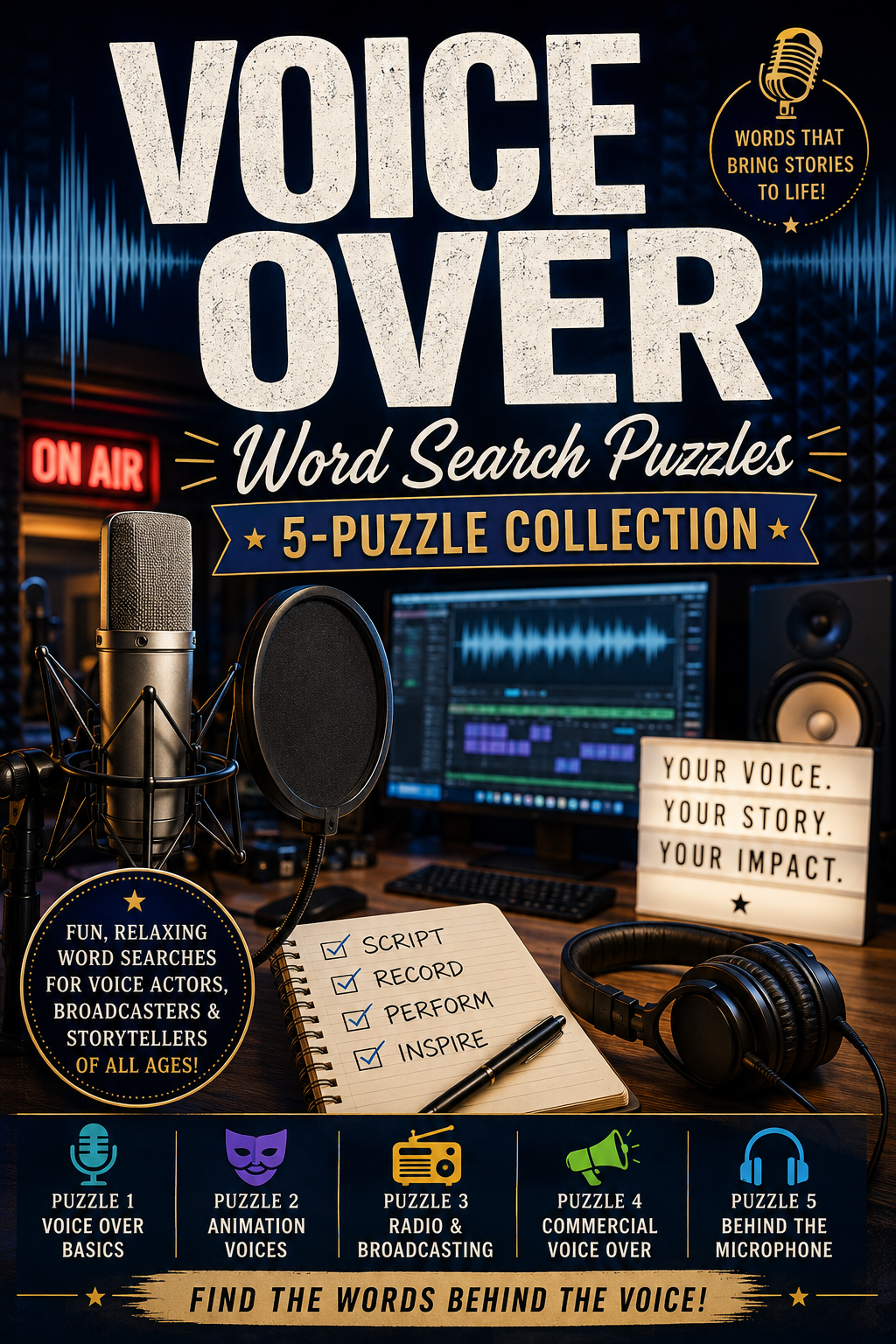 Voice Over Word Search Puzzles – 5-Puzzle Collection