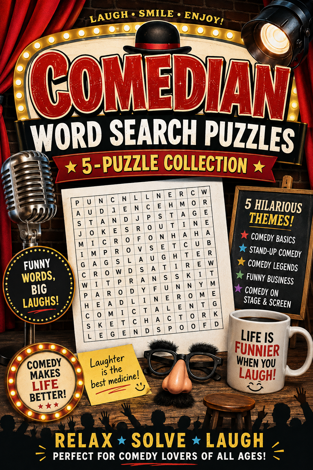 Comedian Word Search Puzzles – 5-Puzzle Collection