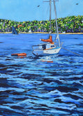 "Anchored" Sailboat Lake Print on Paper- Wall Art Home Decor