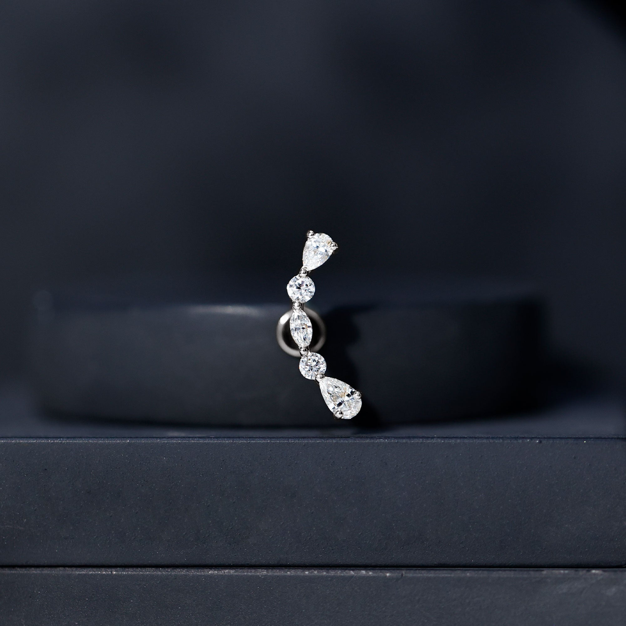 Simple Diamond Curved Crawler Earring for Helix Piercing
