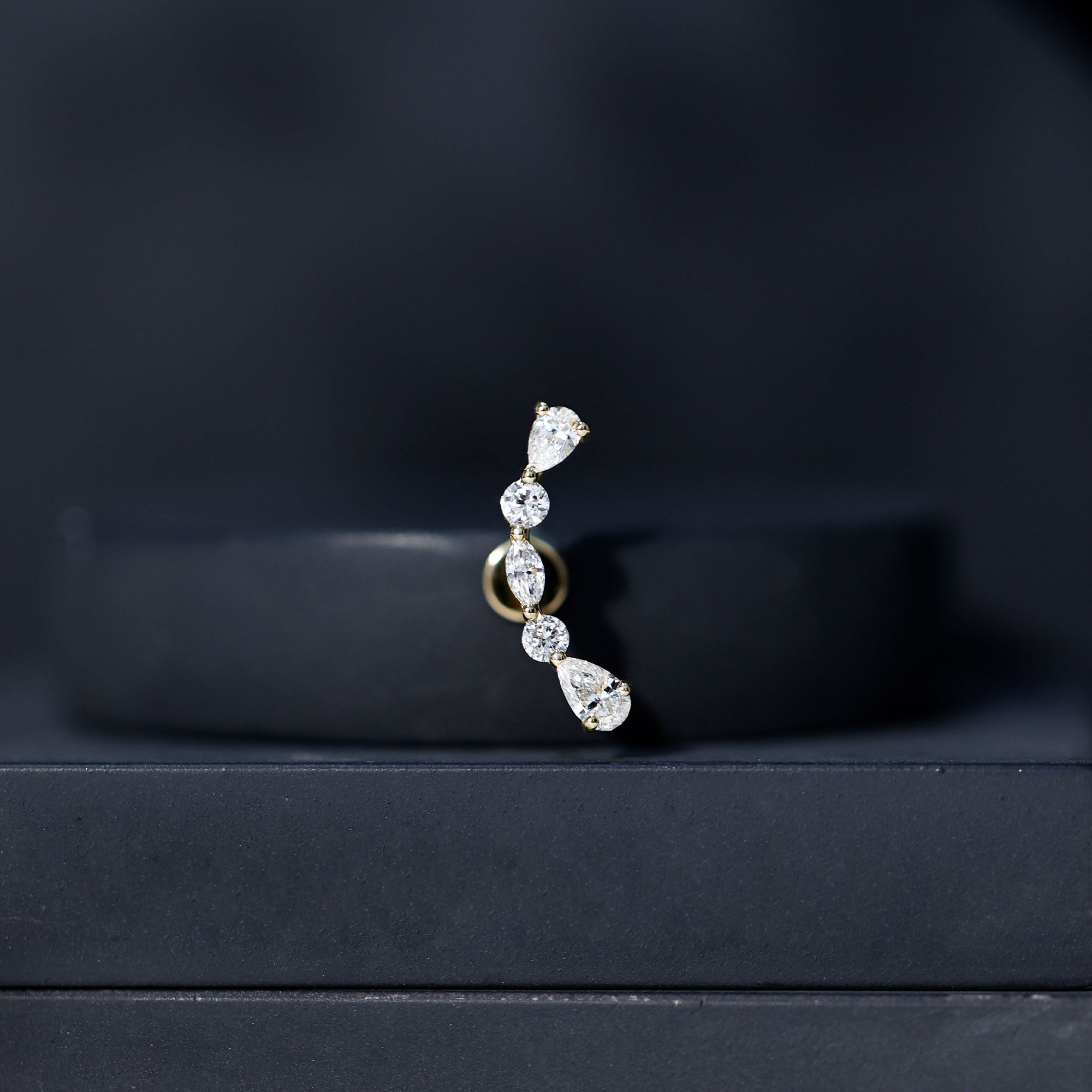 Simple Diamond Curved Crawler Earring for Helix Piercing