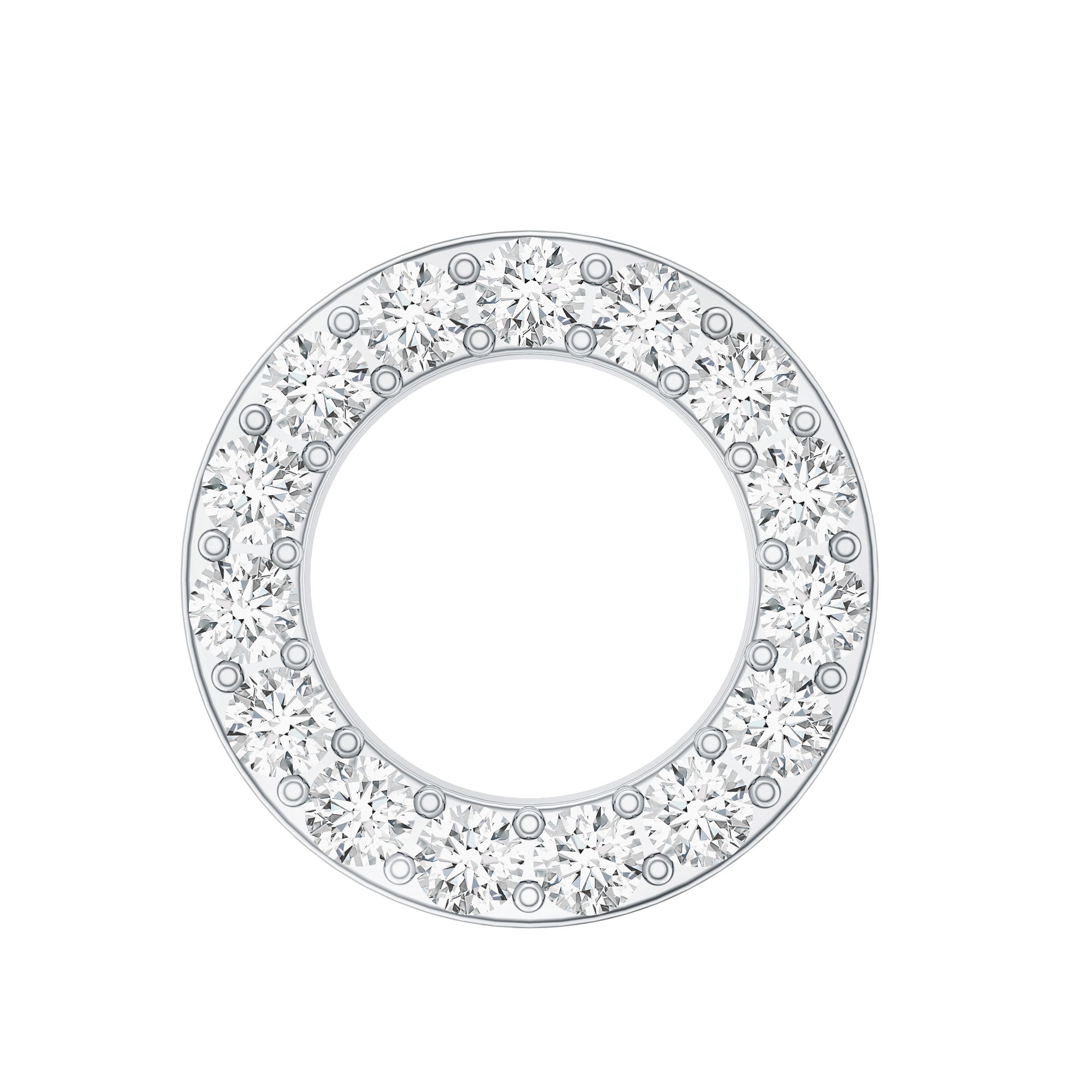 Simple Diamond Open Circle Earring with Flat Back