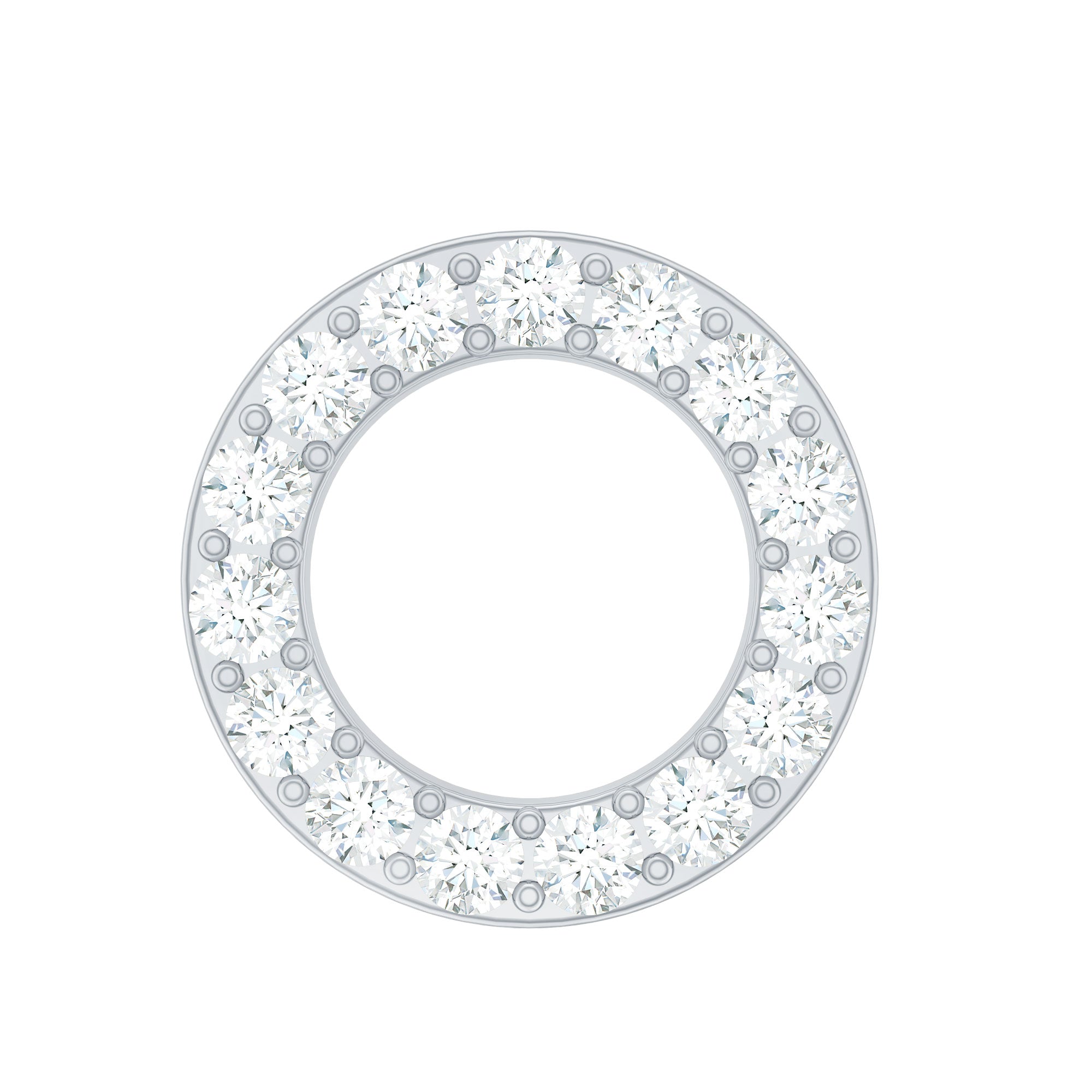 Simple Diamond Open Circle Earring with Flat Back