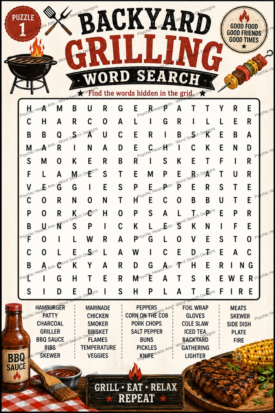 Backyard Grilling Word Search Puzzles