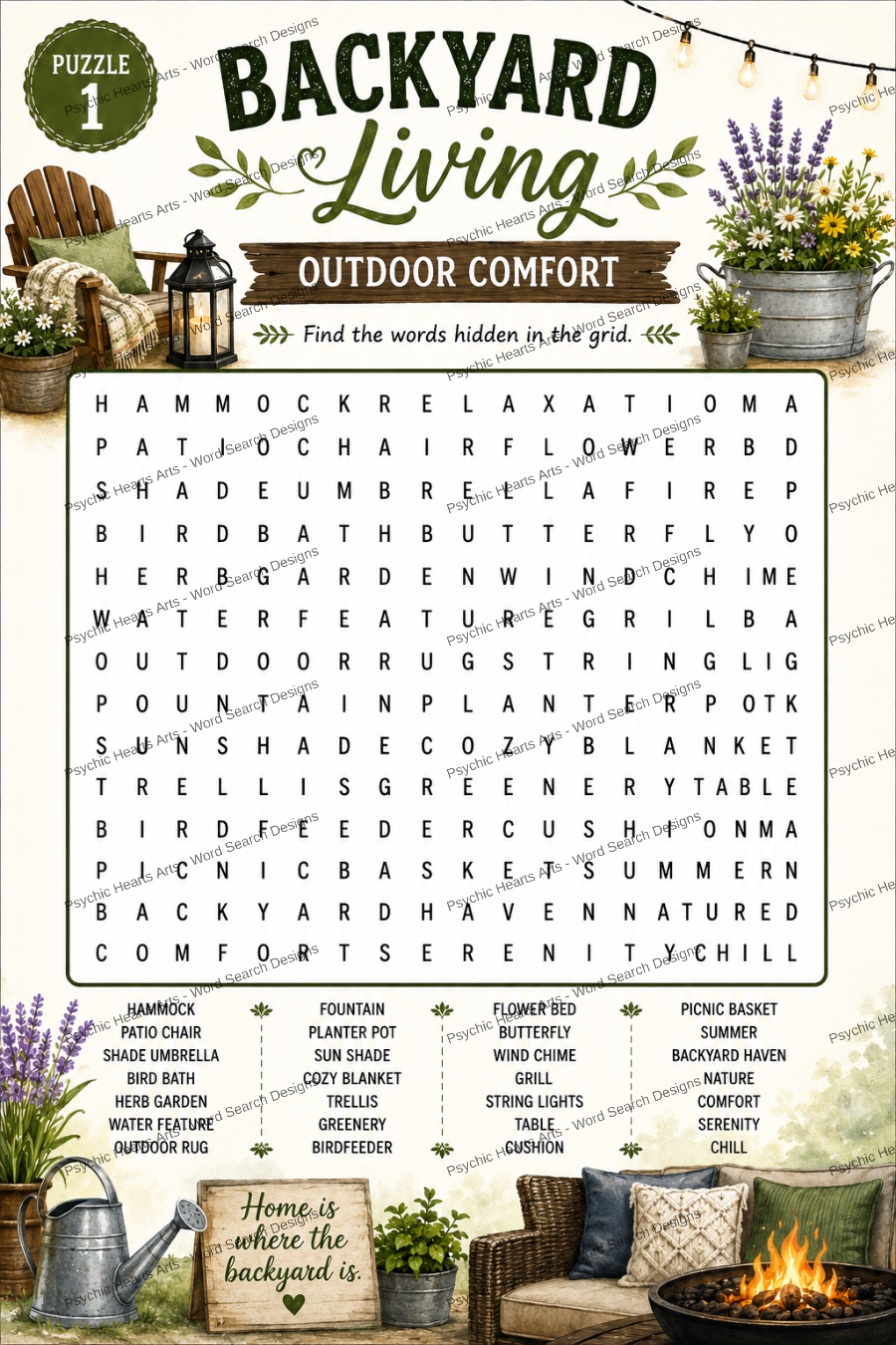 Backyard Living Word Search Puzzles