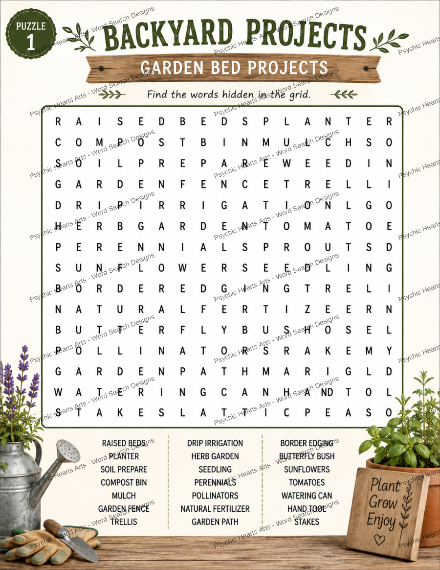 Backyard Projects Word Search Puzzles