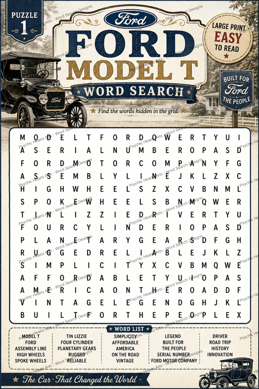 Ford Model T Word Search Puzzles