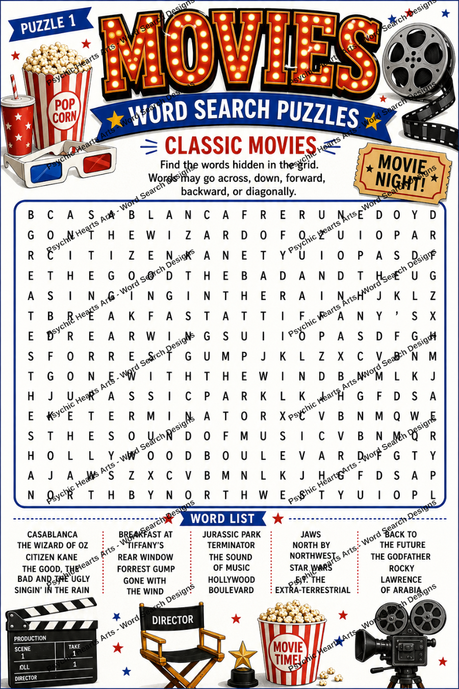 Movies Word Search Puzzles