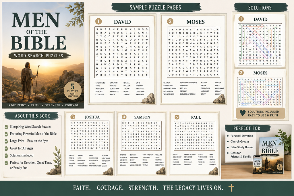 Men of the Bible — Printable Large Print Word Search | Instant Download PDF