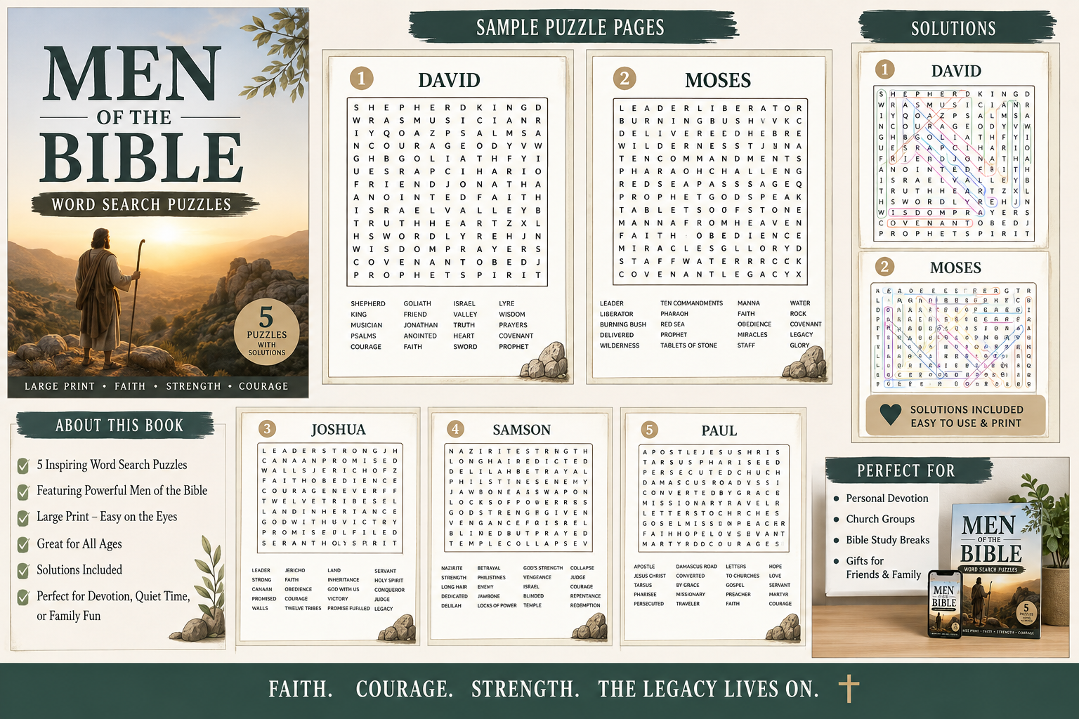 Men of the Bible — Printable Large Print Word Search | Instant Download PDF