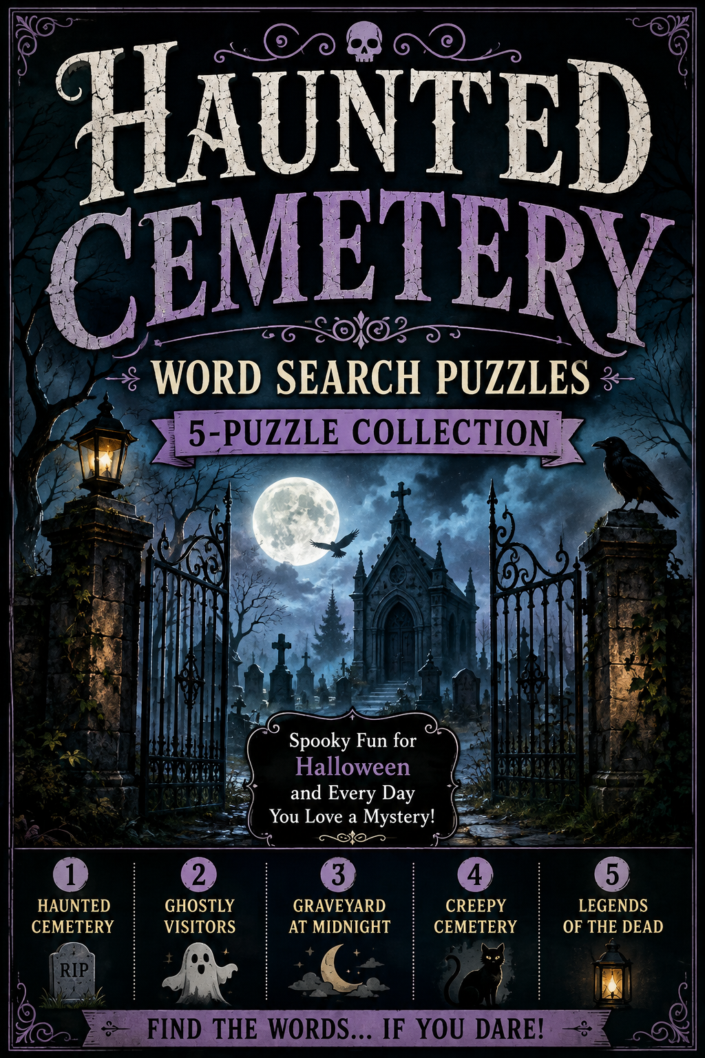 Haunted Cemetery Word Search Puzzles – 5-Puzzle Collection