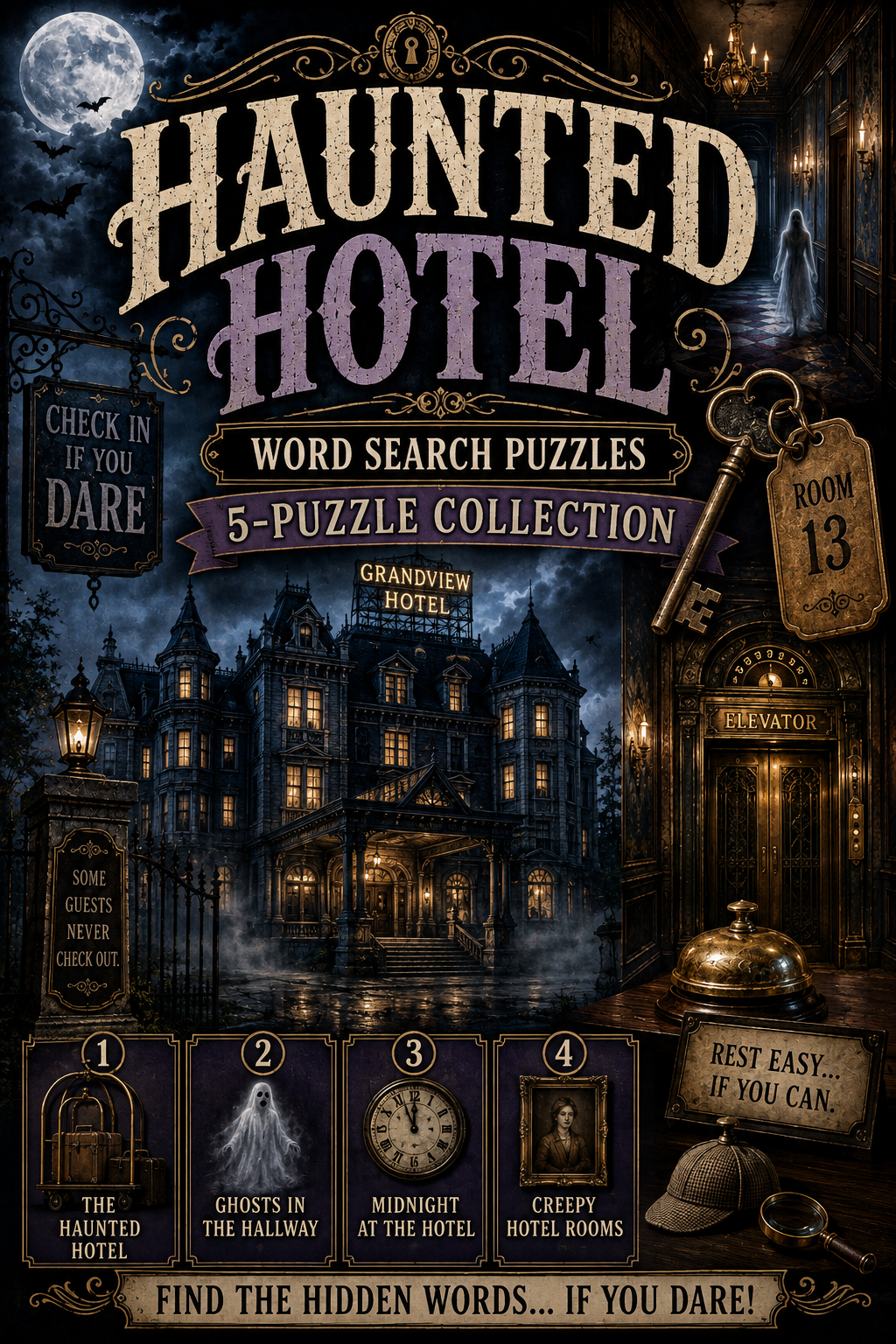 Haunted Hotel Word Search Puzzles – 5-Puzzle Collection