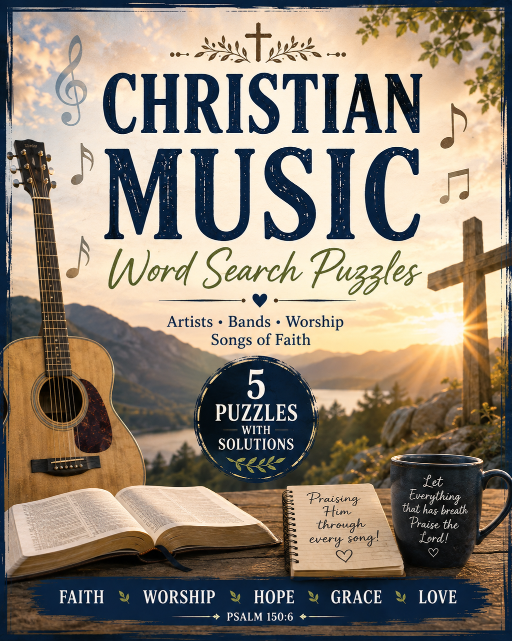 Christian Music — Printable Large Print Word Search | Instant Download PDF