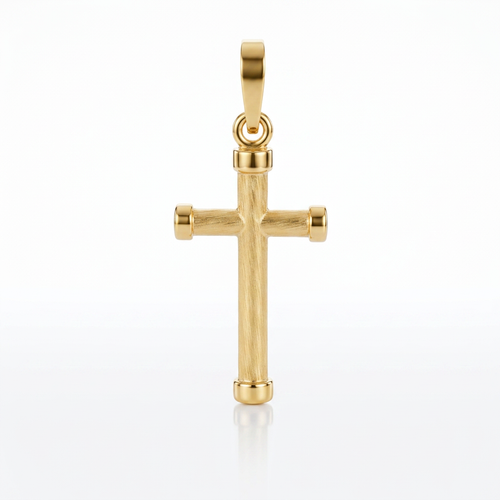 14k Yellow Gold Cross Pendant with Rounded Ends